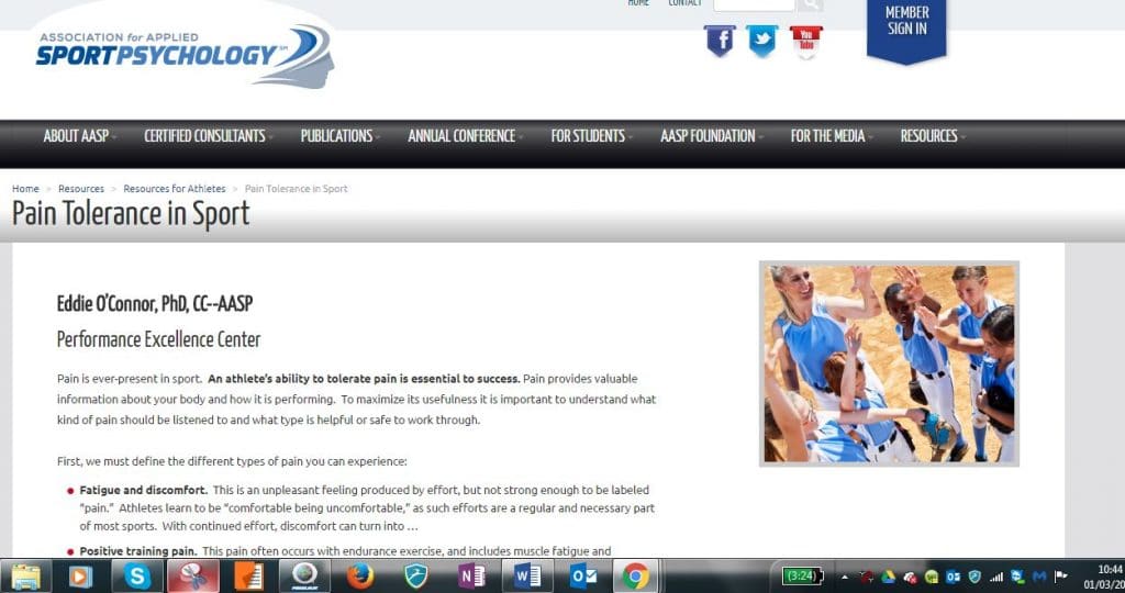 pain tolerance in sport image